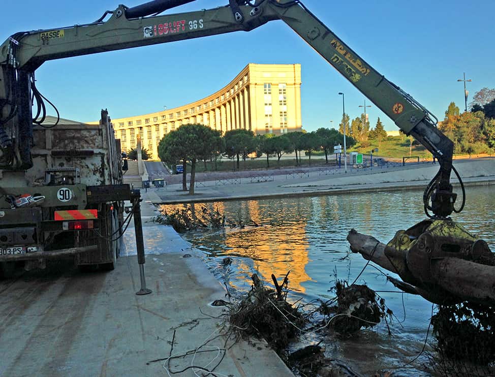 Découvrez notre réalisation d'enlèvement d'embâcles sur le Lez à Montpellier