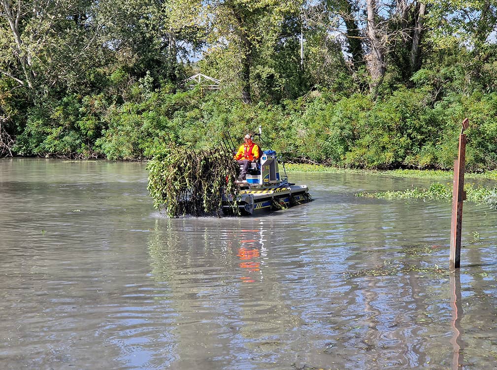 Découvrez notre réalisation avec du matériel fluvial pour de l'arrachage de jussie